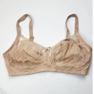 Wacoal Retro Chic Wire Free Contour Lace Bra Nude Beige Unmolded Cup 36DD 852186